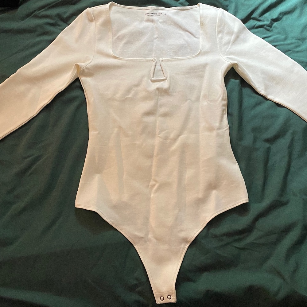 Long-Sleeve Ponte Notch-Neck Bodysuit